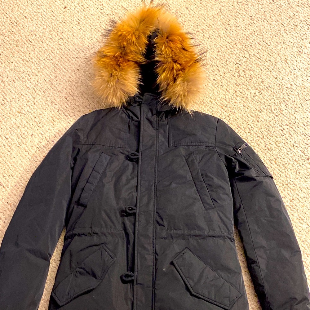 YES ZEE BY ESSENZA Down Parka  S Fur Trim RRP €405